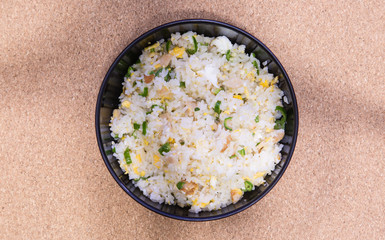 Fried Rice top view,include egg and vegetables