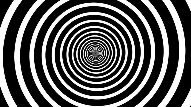 Rotating spiral tunnel black and white, fast endless loop
