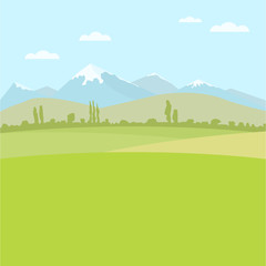 Rural field landscape for use as a background image. Flat color.