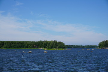 Fototapeta na wymiar Landscape of Finland in summer with blue sky