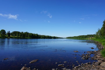 Landscape of Finland in summer with blue sky