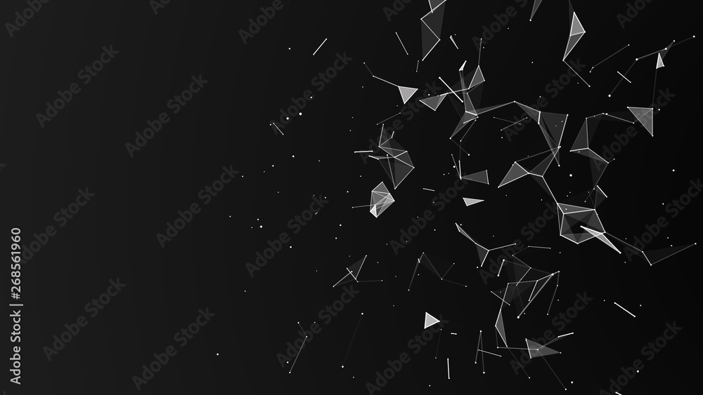 Aufkleber Abstract digital background. Cosmic particles. The effect of plexus. Big data visualization. 3d rendering