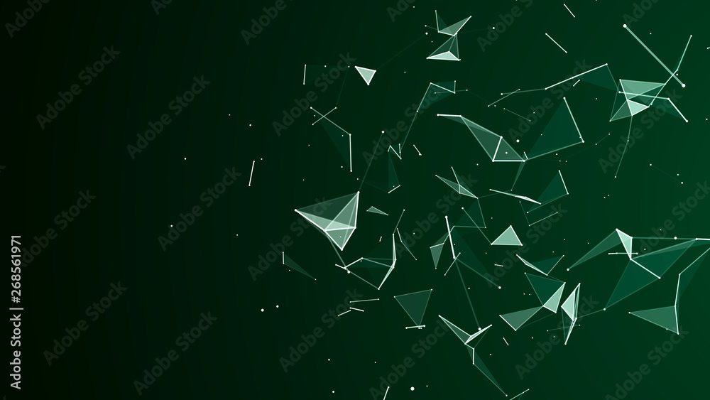 Aufkleber Abstract digital background. Cosmic particles. The effect of plexus. Big data visualization. 3d rendering
