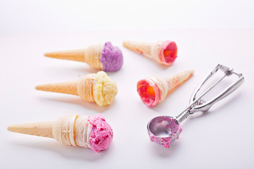 Waffle cones with ice cream