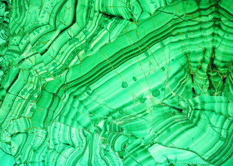 Malachite background, green natural stone. Malachite gemstone texture