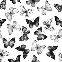 Watercolor butterfly seamless pattern hand drawn texture