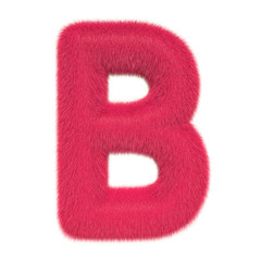 Colored, fluffy, hairy letter B. 3D rendering