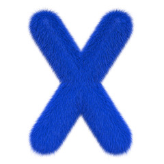 Colored, fluffy, hairy letter X. 3D rendering