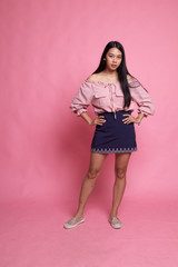 Full body of beautiful young asian woman.