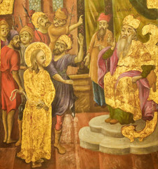 Fresco in Church of the Holy Sepulchre, Jerusalem - Sanhedrin Trial of Jesus