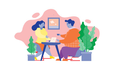 Office Meeting and Appointment Vector Illustration In Isolated White Background, suitable for landing page, ui, web banners, mobile apps intro card, print, news editorial, flyer, and event graphics