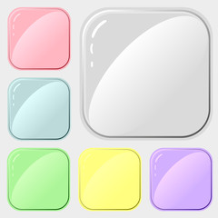 Set of square buttons for design of applications or websites.
