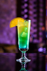 Electric Ell Cocktail on the Bar Counter