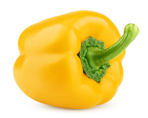sweet yellow pepper, paprika, isolated on white background, clipping path, full depth of field