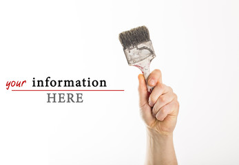 Man worker take brush for painting isolated