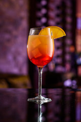 Tequila Sunrise Cocktail on the Bar Counter