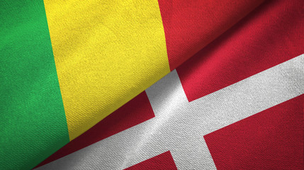 Mali and Denmark two flags textile cloth, fabric texture
