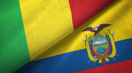 Mali and Ecuador two flags textile cloth, fabric texture