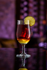 Red Passion Cocktail on the Bar Counter