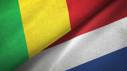 Mali and Netherlands two flags textile cloth, fabric texture