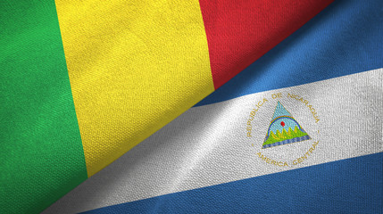 Mali and Nicaragua two flags textile cloth, fabric texture