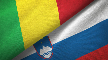 Mali and Slovenia two flags textile cloth, fabric texture