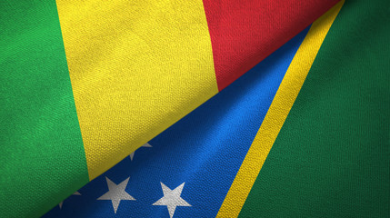 Mali and Solomon Islands two flags textile cloth, fabric texture