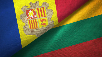 Andorra and Lithuania two flags textile cloth, fabric texture