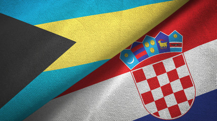 Fototapeta premium Bahamas and Croatia two flags textile cloth, fabric texture