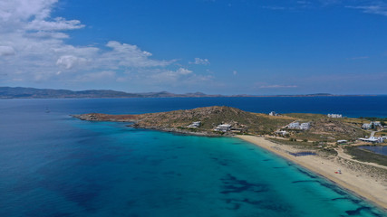 Fototapeta na wymiar defaultAerial drone photo of breathtaking turquoise sandy beach of Agios Prokopis, Naxos island, Cyclades, Greece