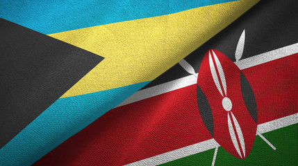 Bahamas and Kenya two flags textile cloth, fabric texture