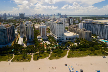 Aerial stock photo beachfront real estate Miami Beach