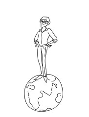 man stand on globe vector illustration number one