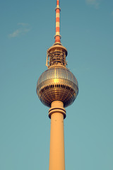 The TV Tower on the Alexanderplatz in Berlin, Germany.