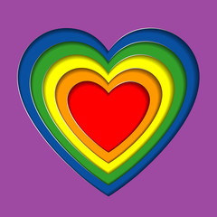 Paper heart rainbow background