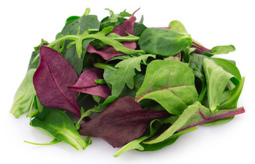 Fresh mixed salad on white background