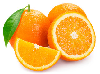 Fresh orange on white background