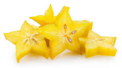 Fototapeta premium Fresh carambola or starfruit on white background