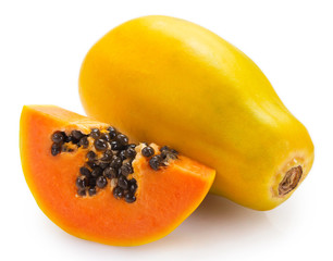 Fresh papaya on white background
