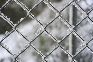 Close Up of Ice on Chain Link