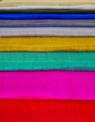 silk fabrics of different colors