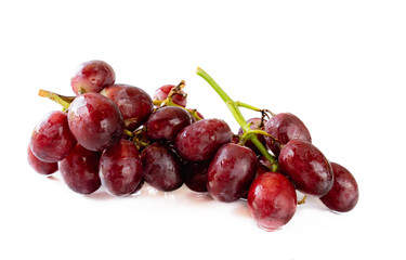 Fresh bunch of red grapes , Isolated on white background