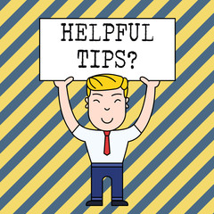 Text sign showing Helpful Tips Question. Business photo showcasing secret information or advice given to be helpful knowledge
