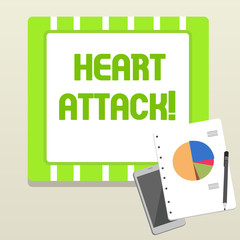 Word writing text Heart Attack. Business photo showcasing sudden occurrence of coronary thrombosis resulting in death