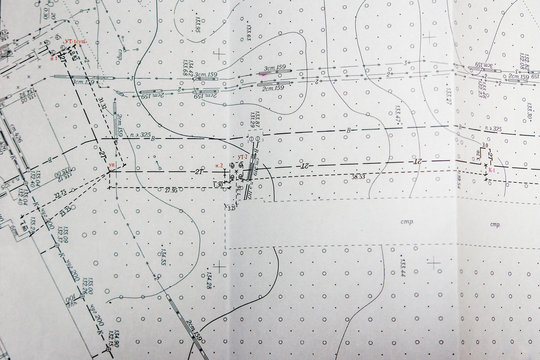 topographic terrain plan, location of communications in the terrain