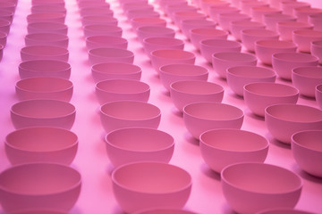 Fototapeta premium Abstract pink background. Sucker close up. Pattern of plastic cups.