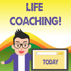 Text sign showing Life Coaching. Business photo showcasing demonstrating employed to help showing attain their goals in career
