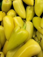 Some hot yellow Caribe chili peppers, also named chile guero in Mexico. Typical food ingredient in Mexican-American cuisine.