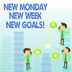 Word writing text New Monday New Week New Goals. Business photo showcasing goodbye weekend starting fresh goals targets
