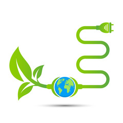 Energy ideas save the world concept Power plug green ecology